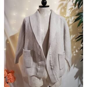 Wilfred Aritzia Merino Wool Shawl Cardigan Sweater Womens Size M 3/4 Sleeve
